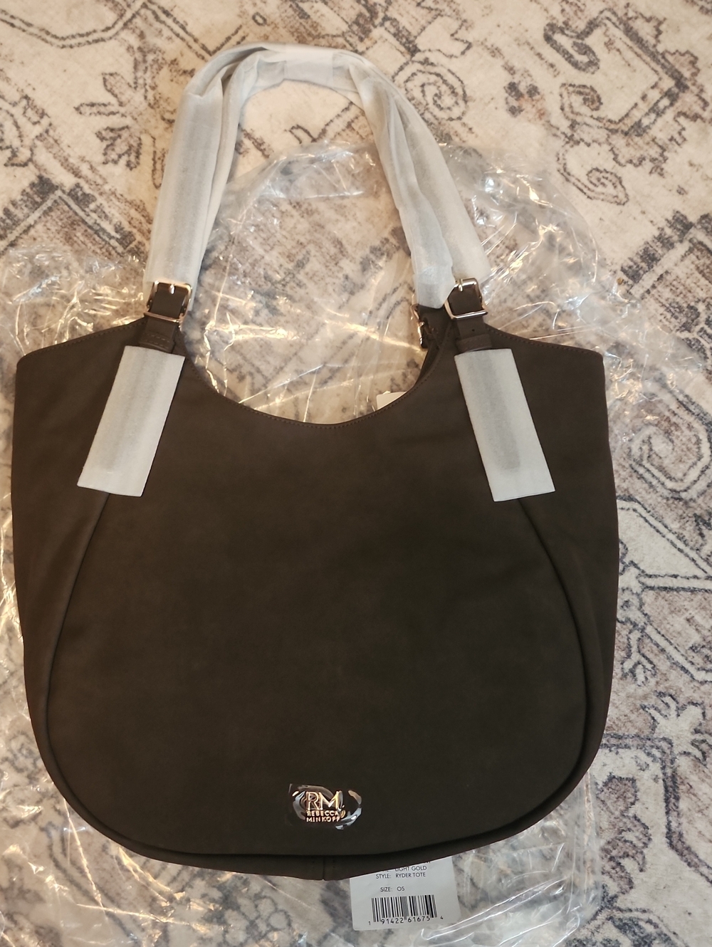 New Rebecca Minkoff Brown Large Suede Shoulder Bag/tote Purse.